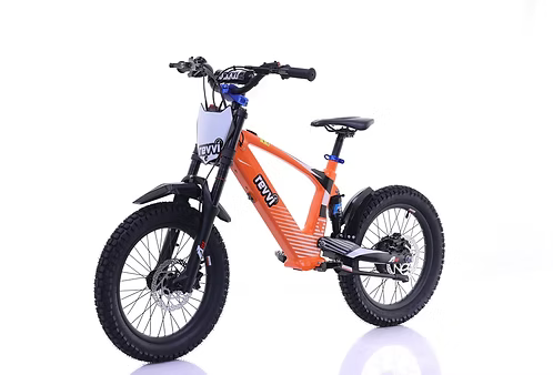 REVVI 18" Kid's Electric Motor Bike - Hydraulic Brakes, Front & Rear Suspension