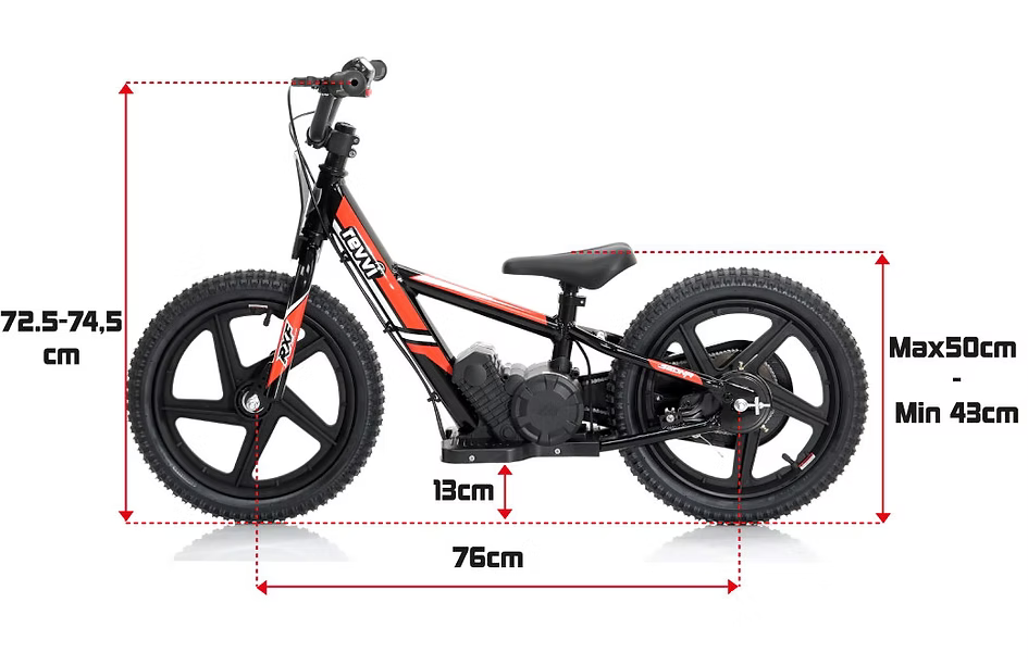 REVVI 16" Kid's Electric Balance Bike - Metal Frame and Rubber Tyres